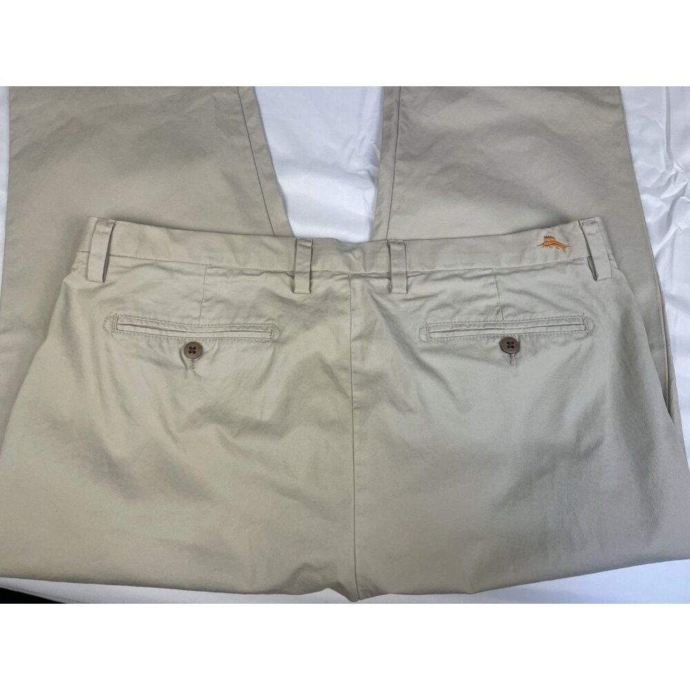 Tommy Bahama Beige Pants‎ Mens 38x32 Flat Front Chino 38 100% Pima Cotton